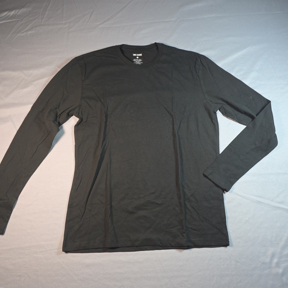 True Classic  Long Sleeve Crew Neck Tee T Shirt Men's BLACK MEDIUM M